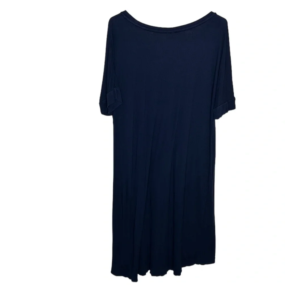 Soma Ribbed Sleep Shirt Women's Large Navy‎ Blue Short Sleeve Loungewear